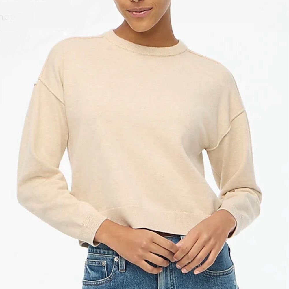 J. CREW | Drop-shoulder Pullover Sweater "Heather Oatmeal" | Size Xl